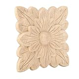 4 Stück Holzapplikationen Geschnitzte Holzverzierungen für Möbel Gartentüren Wand Fenster Dekoration aus Naturgummi Holz Einfach zu Befestigen