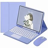 JZCZMCE Tastaturhülle für Samsung Galaxy Tab A9 8,7 Zoll 2023 (SM-X110/SM-X115), magnetische, abnehmbare kabellose Tastatur mit Bluetooth-Maus, Violett