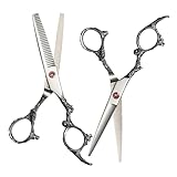 TOVINANNA 2St Friseurschere Professional Schermaschinen Trimmer Körperpflege Kämme hair cutter haarschneider maschiene Friseurwerkzeug Effilierschere Metallschere Rostfreier Stahl Silver