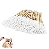 MUNTE 150 Stück Wattestäbchen für Hunde, 15 cm Wattestäbchen Lang, Saugfähige Baumwolle Ohrenreiniger Hund, Separates Verpackungsdesign, für Reinigen von Haustierohren
