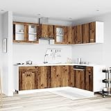 ACAGALA 11-TLG. Küchenschrank-Set, Eckküche, Küchenblock variabel stellbar, Küchenzeile in L-Form, Altholz Holzwerkstoff, Küche Komplett, ohne Arbeitsplatte, Küchenschrank, Hängeschrank