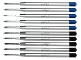 DIVEY Kugelschreiberminen für das G2-Format - hochwertige Großraumminen im 10er Pack - Ersatzminen - Kugelschreiber Minen - Kuliminen - Kugelschreiber Patrone - Schwarz & Blau