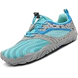 SAGUARO Kinder Barfußschuhe Traillaufschuhe Jungen Mädchen Trainingsschuhe Zehenschuhe rutschfest Walkingschuhe Himmelblau Gr.32