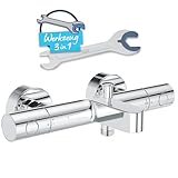 GROHE Precision Get, Badewannenarmatur, wassersparend (Thermostat für stets konstante Temperatur, Duscharmatur mit Verbrühschutz bei 38°C, Mischbatterie für die Badewanne, 3in1 Tool), chrom, 34774000