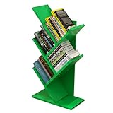 KhUkhu Kleines Bücherregal aus Holz für den Schreibtisch, 5-Regal-Bücherregal in Baumform, Mini-Bücherregal für Bücher, Zeitschriften,Grün