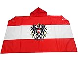 AZ FLAG - Umhangflagge Österreich mit Adler - 150x90 cm - Österreichische Cape Fahne 100% Polyester mit integrierten Ärmeln und Kapuze - Body Flag 80g