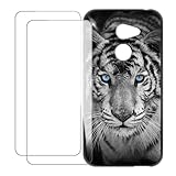 UOGNADGD Kompatibel mit Alcatel One Touch A3 Bunte Personalisierte Hülle mit 2 Glasschutzfolie-Schutzfolien – Stoßfest und Kratzfest (Tiger)