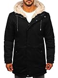 BOLF Herren Winterjacke Parka Jacke mit Kapuze Wintermantel Steppjacke Pufferjacke Mantel Daunenjacke Outdoorjacke Wärme Lange Zip Freizeit Sport Basic Casual 5M3132 Schwarz XL [4D4]