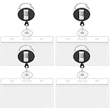 4 Stück Ausziehbar Stempelkarten Hülle,Schlüsselband Ausziehbar Mit Transparente Kartenhalter für Schlüsselanhänger und ID Card