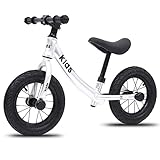CARWERL 12-Zoll-Baby-Laufrad, 2 3 4 5 6 Jahre Alter Anfänger ohne Pedal, Schiebe-Laufrad, höhenverstellbarer Sitz und Griff, Kindertrainingssport-Wettkampfroller,Weiß