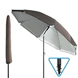 4smile Sonnenschirm Strand rund, Taupe - Strandschirm Ø 180 cm, Strandschirm windfest stabil als praktischer Sonnenschutz Strand, Sonnenschirm mit Schutzhülle