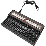 AA AAA 18650 Akku ladegerät, 12 Slot Smart Universal Ladegerät mit LCD Display Schnellladung für 26650 16340 14500 18350 18500 AA AAA (nur Ladegerät)