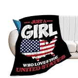 American Girl Überwurfdecke 'Just A Girl Who Loves United States Decor', super gemütlich, leicht, weich, Plüsch, Flanell-Fleecedecke, Geschenke für Mädchen, Jungen, Kinder, Frauen, für Sofa, Bett,
