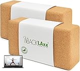 BACKLAXX® Yoga Block 2er Set aus Kork - 100% nachhaltiger Yogablock, perfektes Yoga Zubehör und Pilates Zubehör, 2 Yoga Blöcke als Yoga Set inkl. Anwendungsvideos, Yogablock 2er Set; Yogablöcke