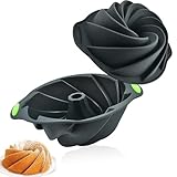 NCOALE 9 Zoll Silikon Backform, Antihaftende Gugelhupfform Kuchenform Backformen Silikonform Backen Rund Muffinform Puddingformen zum Stürzen, Besondere Backform für Donuts Torte (Dunkelgrau)