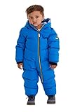 Killtec Skioverall Kinder Twinkly MNS ONPC B - Overall in Daunenoptik - Schneeanzug mit Kapuze - Winteranzug mit flauschigem Innenfutter, neon blau, 98/104