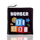 LIXSAZSE Baby Stoff Palmenbuch waschbar Kinder lernen pädagogisch erkennen Stoff bunt raschelnd Rassel Sound Training