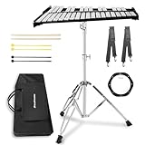 Soulmate Glockenspiel-Set mit 32 Noten, professionelles Xylophon für Erwachsene, Anfänger, Studenten, mit 20,3 cm Schlagzeug-Übungspad, verstellbarem Glockenspie-Xylophonständer,