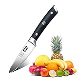 SHAN ZU Küchenmesser Gemüsemesser Schuhmesser 9,5 cm Obstmesser Professionelles Schälenmesser mit Deutschem Edelstahl Küchen Gemüsemesser Für Obst mit Ergonomischem Pakkaholzgriff