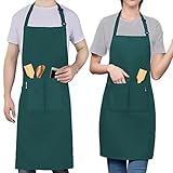 LEFUNDA® Kochschürze Wasserdicht Schürze mit 3 Taschen Verstellbare Grillschürze mit langen Bändern Küchenschürze für Männer Damen Küche BBQ Restaurant Café Backen
