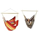 AMAZONAS Hochwertiger Hängesessel in Übergröße Brasil Gigante Lava mit Querstab aus FSC Buchenholz 140 cm bis 200kg buntgestreift & XXXL Hängesessel Brasil Gigante Café Stablänge 140 cm bis 200kg