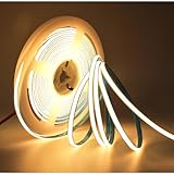 Tyun LED Streifen Lichts 12V, 5mm Breit Ultra Schmal Band COB Warmweiß 3000K 5 Meter 400 LEDs/M Insgesamt 2000 LEDs Neon Licht Lichtleisten Leiste für Party, Theke, Regal, Wohnkultu