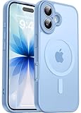 Natiiozie Magnetisch Kompatibel mit iPhone 17 Hülle Kompatibel mit MagSafe, Kameraschutz FallSchutz Handyhülle, Stoßfest Kratzfest Schutzhülle Transluzente Matt Rückseite Case Blau