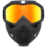 Motorradbrille Abnehmbare TAIZER Motorrad Schutzbrille Staubschutz Brille Abnehmbaren Gesichtsmaske Winddicht Helm Nebelfest Winddicht Reiten Sonnenbrille Fahrrad Dirtbike Motocross (gelb)
