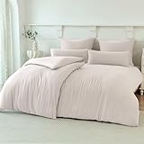 Soifox Winter Thermo Fleece Bettwäsche 135x200 4teilig Beige, Flauschige und Warme Cashmere Touch Bettbezug + Kissenbezug 2er Set 80x80 cm mit Reißverschluss