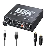 VGE High-Fidelity Digital-Analog Audio Converter, DAC Wandler mit Optical/Coaxial zu R/L RCA &3.5mm AUX, 192KHz, Toslink Kabel Inkl, Einfacher Plug-and-Play Betrieb, Optisches-Audio-Adapter|Schwarz