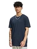 JACK & JONES Herren Rundhals T-Shirt JJEORGANIC - Regular Fit XS S M L XL XXL Grün Grau Blau Baumwolle, Größe:M, Farbe:Navy Blazer Melange 12222887