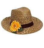 W WIDMANN MILANO Party Fashion 14232 - Farmerhut mit Sonnenblume, Strohhut, Kopfschmuck, Accessoire, Mottoparty, Karneval