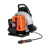 63CC Benzin Laubsauger 2-Takt Motor mit 1.8L Kraftstofftank, 2.7kW 6800r/min Laubbläser Rückenlaubbläser Gartenbläser mit Verstellbarer Schultergurt, 0.3m³/s Air Volume