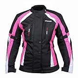 RKsports 252 Motorradjacke für Damen, aus wasserdichtem Stoff, rosa/grau, Rosa, 50