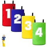 4 Stück Sackhüpfen Säcke, Hüpfsack Kinder, Sackhüpfen Kindergeburtstag Set Kindergeburtstag Partyspiele für Kinder Grün Rot BlauGelb（46 * 66cm
