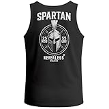 Neverless® Herren Tank-Top Backprint Gym Shirt mit Sparta Helm-Print – Sportliches Muskelshirt für Crossfit, Training Sommer-Workouts Muskelshirt Schwarz L