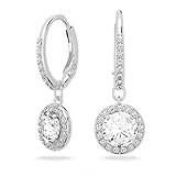 Swarovski Una Angelic Drop-Ohrhänger, Rundschliff, Weiß, Rhodiniert