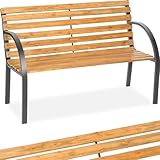 tectake® 2-Sitzer Gartenbank wetterfest, Gartenbank Holz im Landhausstil für Wintergarten Möbel, als romantische Balkonbank, Holzbank Garten, Gartenmöbel Bänke 119,5 x 62 x 83 cm