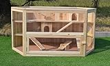 Mucola Kleintierkäfig 115x60x58 cm Kleintiergehege 3 stöckig Holz Hamsterkäfig inklusive aufklappbarem Deckel und Rampen Nagervilla Mäusekäfig Hasenstall