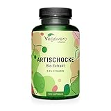 BIO Artischocken Kapseln Hochdosiert | 40.000 mg Pulver aus 2.000 mg Extrakt (20:1) | 2,5% Cynarin | Rohstoff aus Frankreich | Laborgeprüft | Ohne Zusatzstoffe | Deutsche Produktion Vegavero®