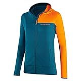 Black Crevice Damen Second Layer mit Kapuze in petrol/orange I Größe 40 I Leichte Waffeljacke aus 100% Polyester I Atmungsaktiv & schnelltrocknend I Ideal für Outdoor-Aktivitäten