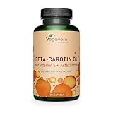 Beta Carotin Bräunungskapseln | mit Astaxanthin + Vitamin E | Premium Rohstoffe: Lucarotin + AstaZine | Keine Gelatine | Laborgeprüft | Ohne Zusätze | Deutsche Produktion Vegavero