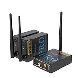 1Mii 3-in-1 Drahtlos Audio Sender Empfänger, 2,4GHz Audio Funkübertragung, Geringe Latenz, HiFi -Musik von TV/PC zu Subwoofer/Aktiver Lautsprecher/Verstärker, Optisch/Koaxial/3,5-mm/Cinch-Anschluss