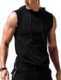 Babioboa Sports Herren Tank Top Ärmelloser Workout Funktionsshirt Fitness Hoodie Muskelshirt für Gym Training Schwarz M