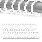 48 Stück Duschvorhangringe, C-Förmige öffnung Vorhangringe, mit Schloss, Kunststoff Gardinen Ringe für Stange Weiß, für Duschvorhänge, Vorhänge, Türvorhänge