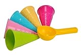 Simba Sandformen EIS – 6‑teiliges Sandspielzeug‑Set mit 5 Waffelformen & Portionierer, EIS‑Sandformen für Kinder, bunter Kunststoff, ca. 15 cm, ab 2 Jahren