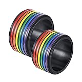 Banemi Hochzeitsringe Vintage, Freundschaftsringe Paar Schwarz Edelstahl LGBT mit Regenbogen-Emaille für Paar Valentinstag