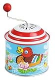 LENA 52761 tin Toys Musikdrehdose Kleine Enten, Musikdose ca. 10,5 x 7,5 cm, Blechdrehdose mit Melodie, Drehdose aus Metall, Drehorgel für Kinder ab 18 Monate, Entchen Orgel, bunt, S