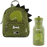 Kidslino Personalisierter Kinderrucksack mit Namen, Trixie Dino-Design, Ideal für Kindergarten, Kita, Verstellbare Gurte, Kinderfreundliche Reißverschlüsse, Optional mit Trinkflasche