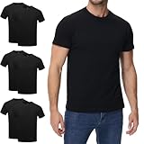 FALARY T-Shirts fürHerren Schwarz 6er Set Rundhal 100% Bio Baumwolle L